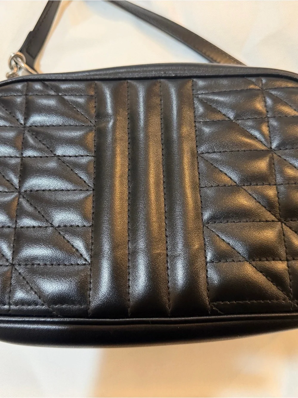 Gucci Black Marmont Crossbody Bag w/ Silver Hardware, Dust Bag & shopping bag